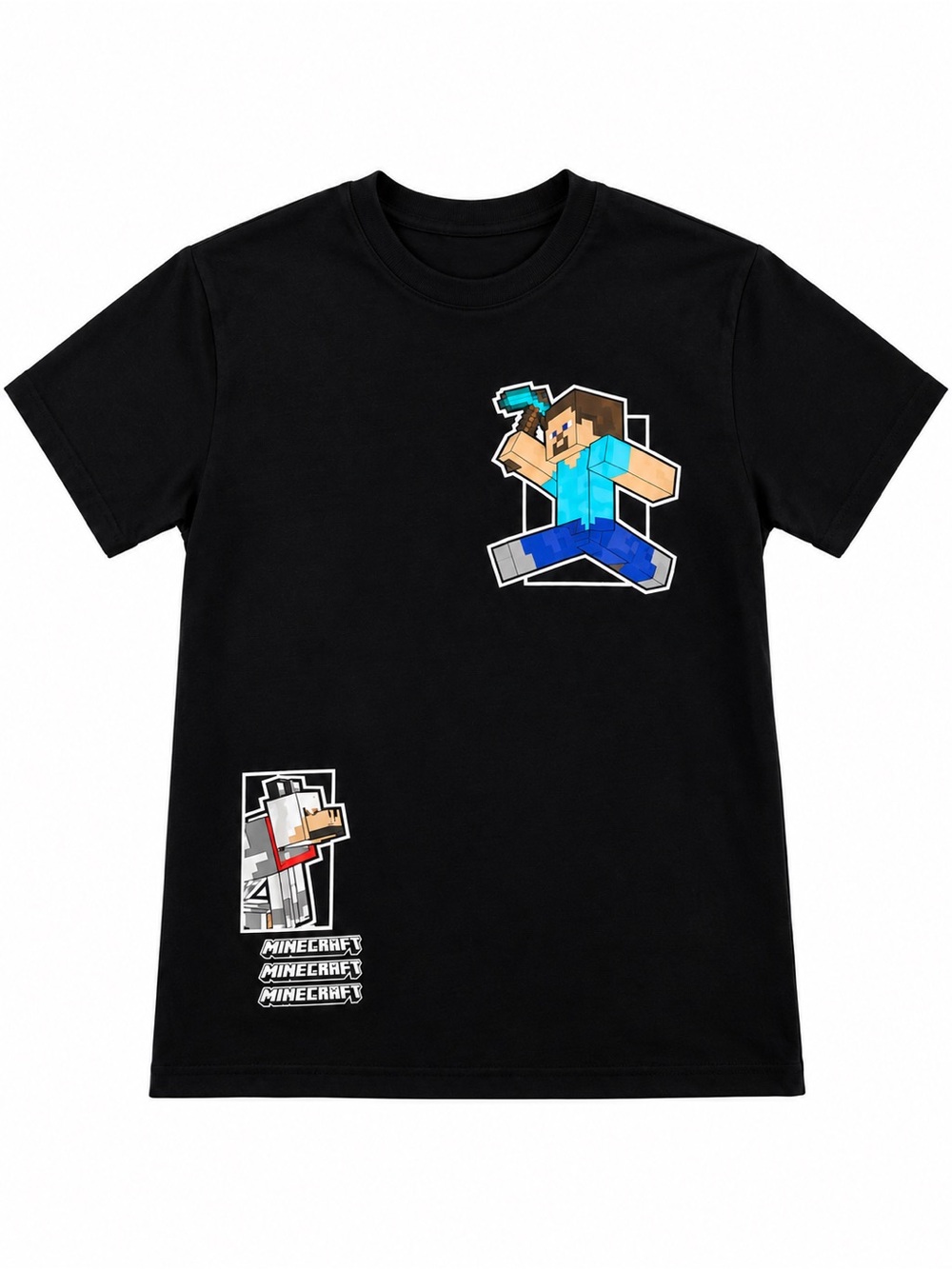 Minecraft Kids Black Graphic Tee with Steve Print